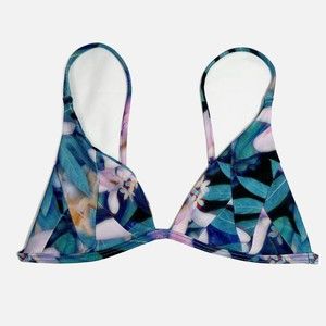 Stone Fox Swim Isla Bikini Top  Size M  Purple Floral